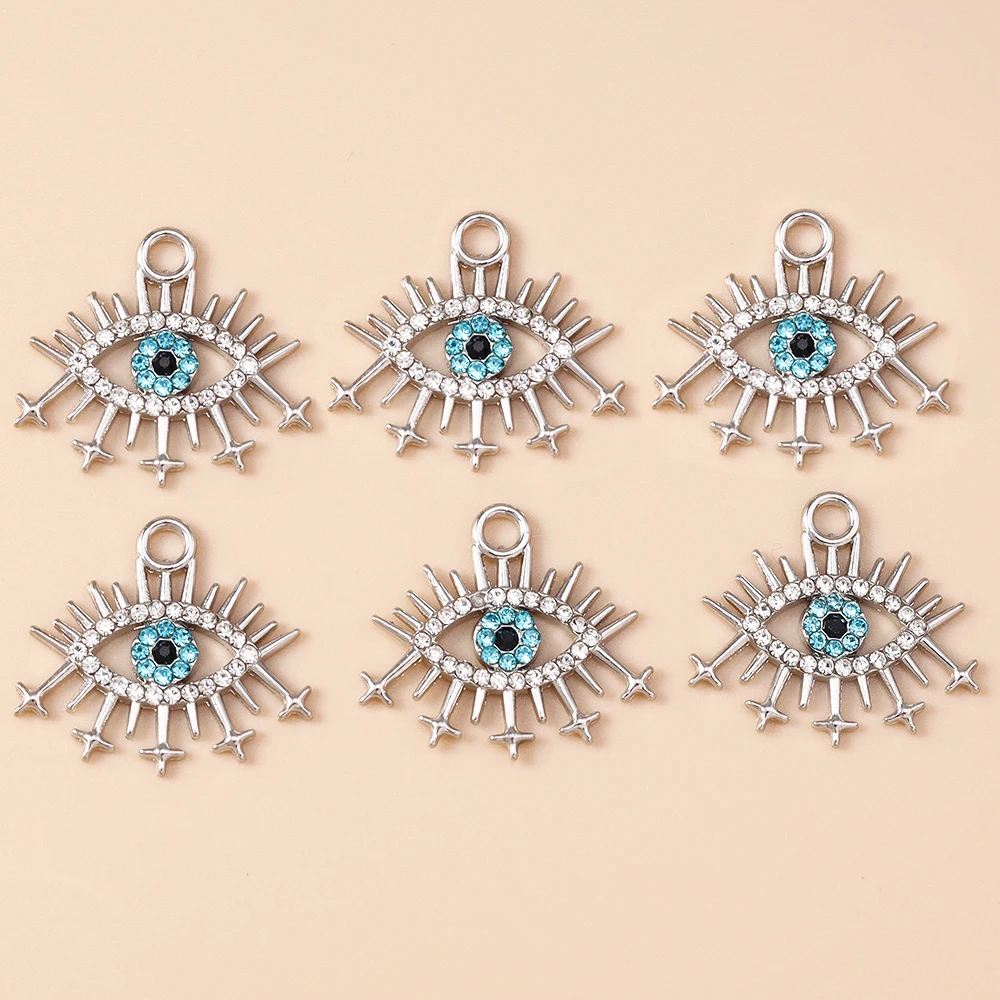 4pcs Antique Silver Evil Eye Charms for Jewellery Making