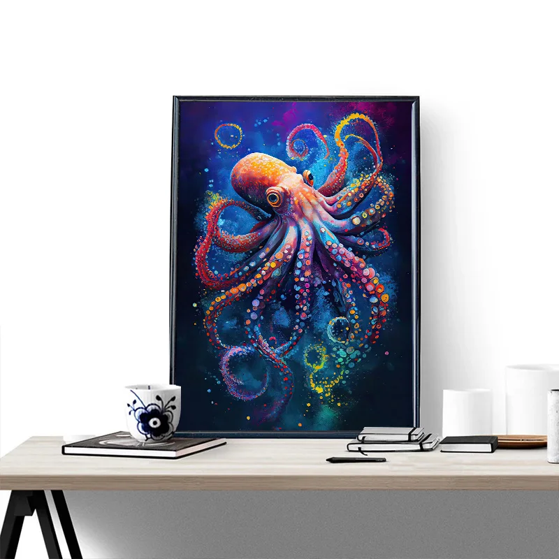 Ocean Animals Octopus Whale Shark Jellyfish Colorful Posters Prints Canvas Painting Wall Art Pictures for Living Room Home Decor