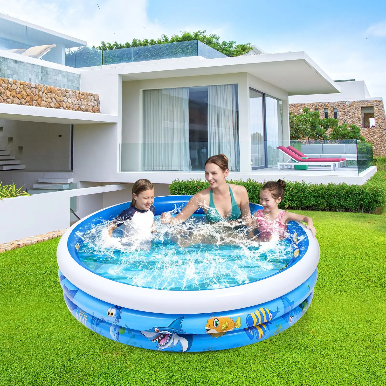 Toyvian Inflatable Bathtubs Swimming Pool Portable Foldable Bathtubs Inflatable Round Kid Paddling Pool For Kids Adult 150x35cm