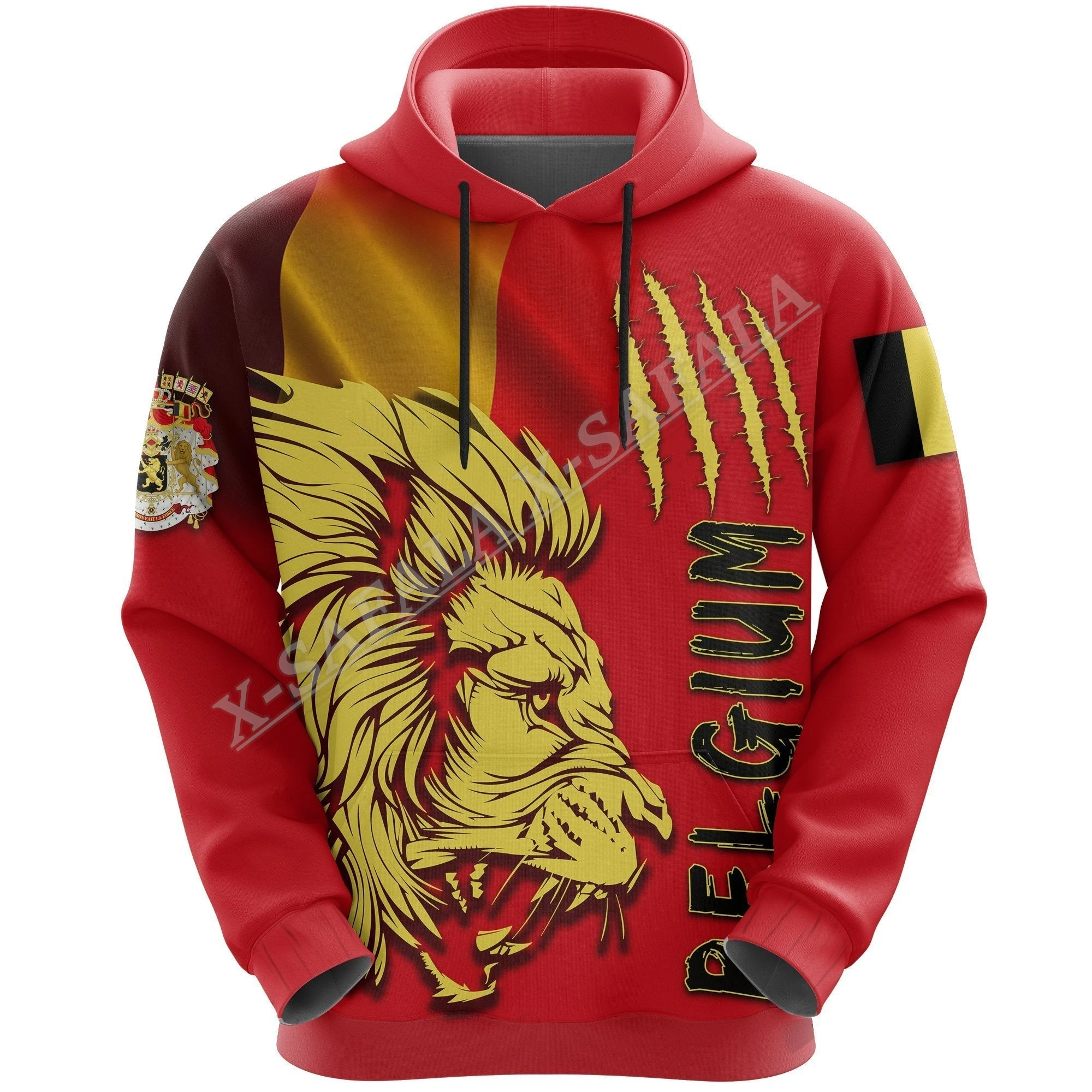 Belgian Country Emblem Flag 3D Print Zipper Hoodie Men Pullover Sweatshirt Hooded Jersey Tracksuit Outwear Coat Casual-3