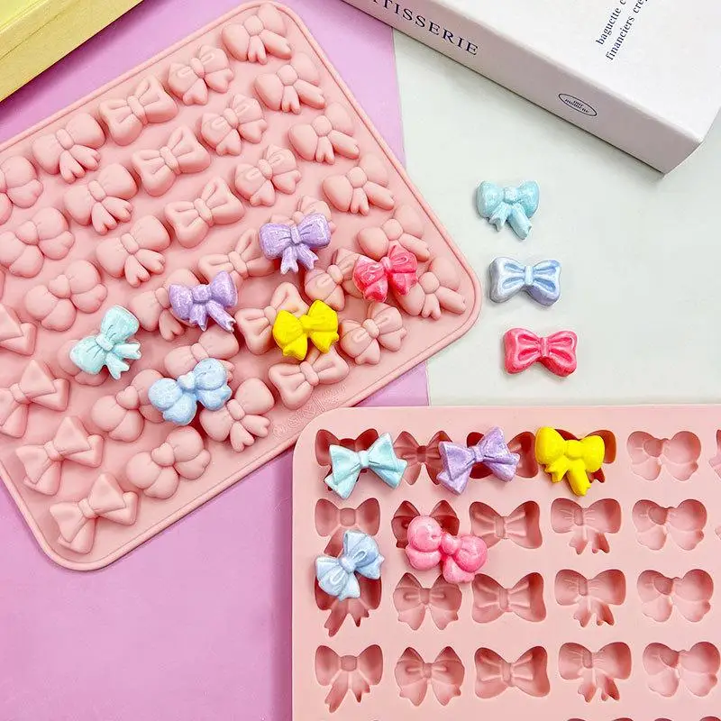 1Pc Bow Silicone Molds With 6 Different Shapes, 36-Cavity Bow Chocolate Fondant Mold For Bowknot Cupcake, Cake , Sugar Craft