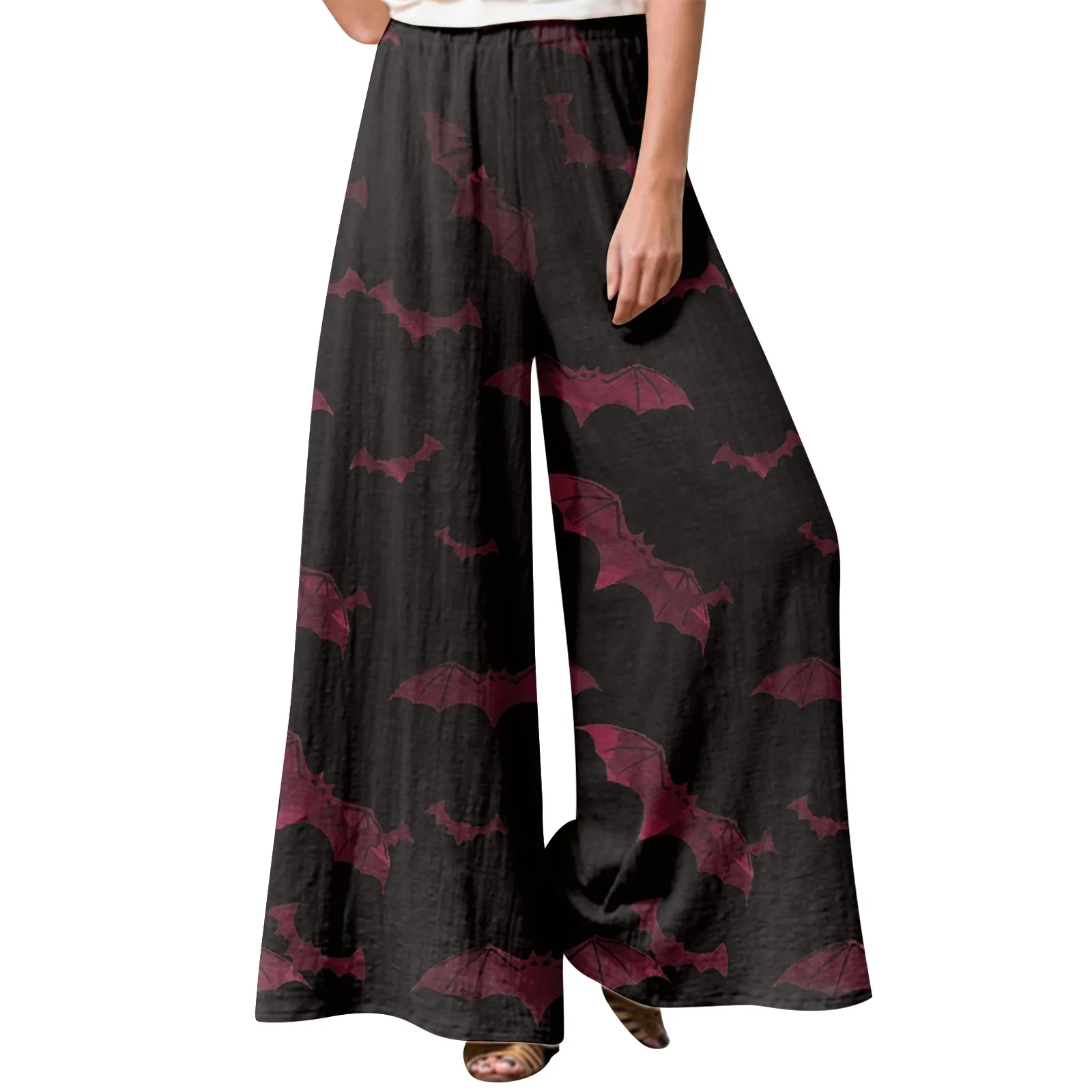 Women'S Halloween Print Street Pants 2023 Summer Casual Wide Leg Pants Women Korean Fashion High Waist Baggy Straight Pants