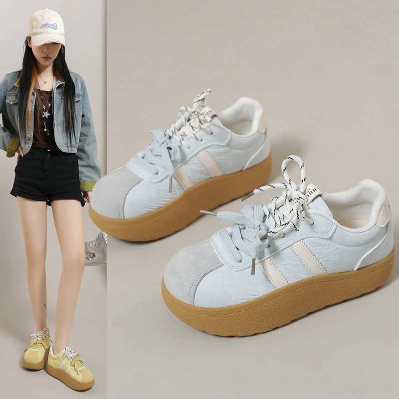 

Новые женские ретро-кроссовки в немецком стиле на толстой подошве, дышащие, белые, универсальные, повседневные, спортивные, на платформе