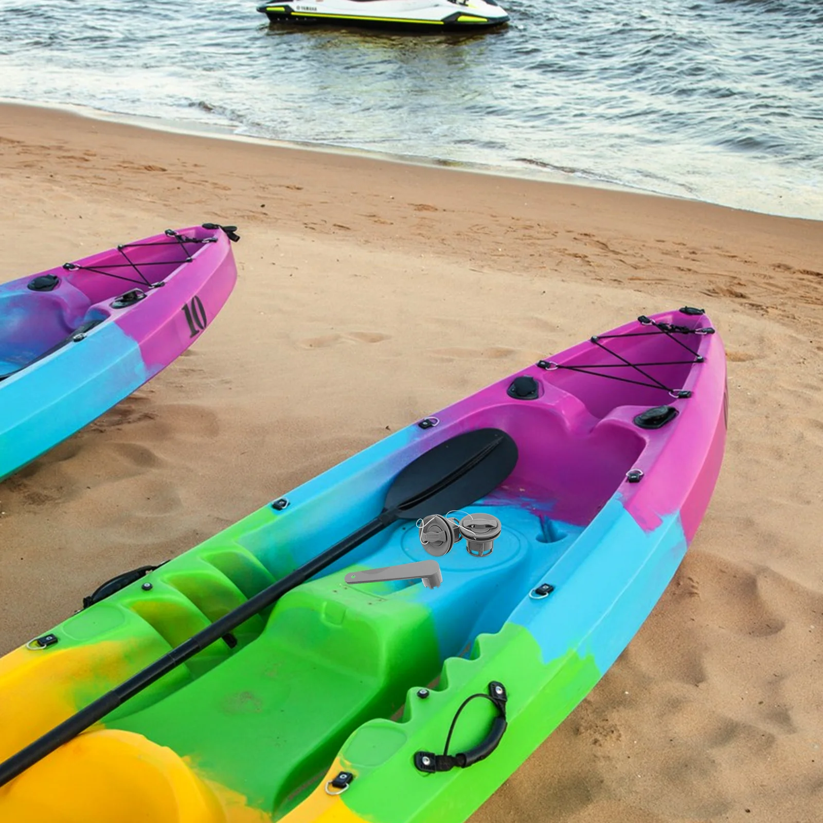 1 Set Katup Perahu Tiup Pengisian dan Pengosongan Udara Cepat untuk Kayak Dinghy dengan Adaptor Pengganti Ulir Sekrup Anti Bocor Kelautan