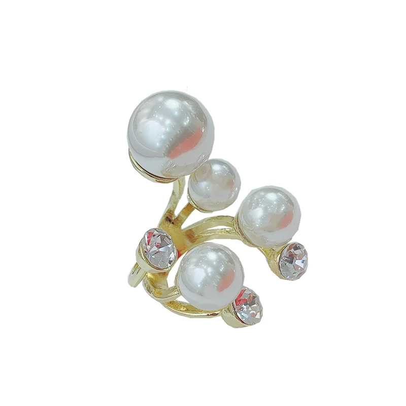 YY Exaggerated Large and Small Pearls Diamond-Studded Ring Ins Trendy Index Finger Ring Personality WA