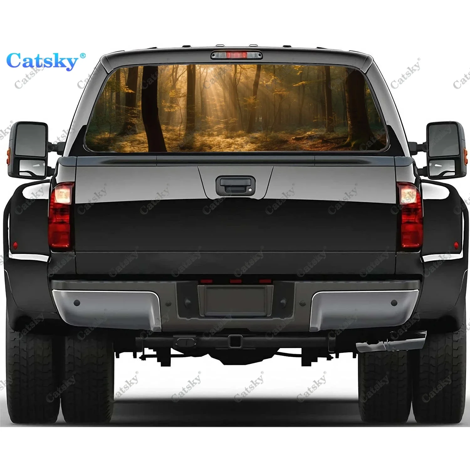 

Autumn Forest The Sun Rays Rear Window Decal Fits Pickup,Truck,Car Universal See Through Perforated Back Window Vinyl Sticker