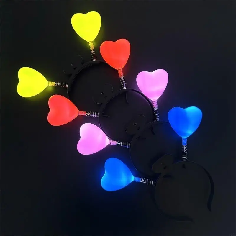 195E Faixa cabelo com coração radiante Padrão engraçado Argola cabelo Durabilidade para festa