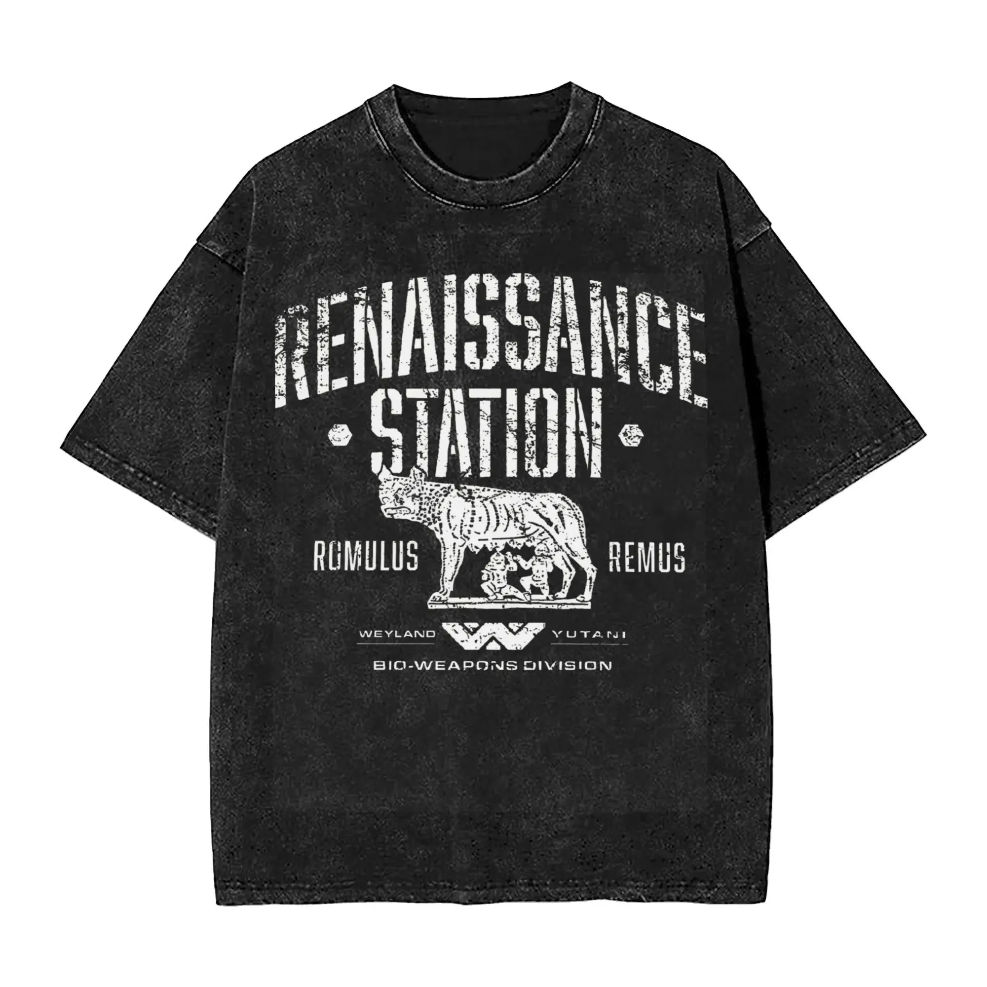 Women Men Alien Romulus T Shirt Printed Vintage Washed Alien Renaissance Station Harajuku T-Shirts