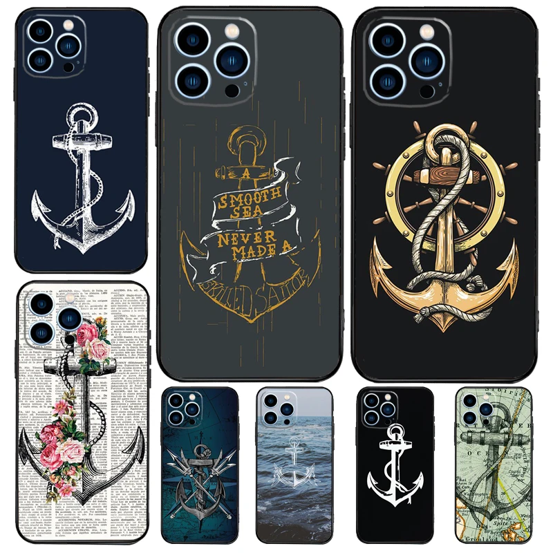 Anchor Sea Beach Phone Case For iPhone 15 16 14 13 12 11 Pro Max Mini Plus XS X XR Back Cover