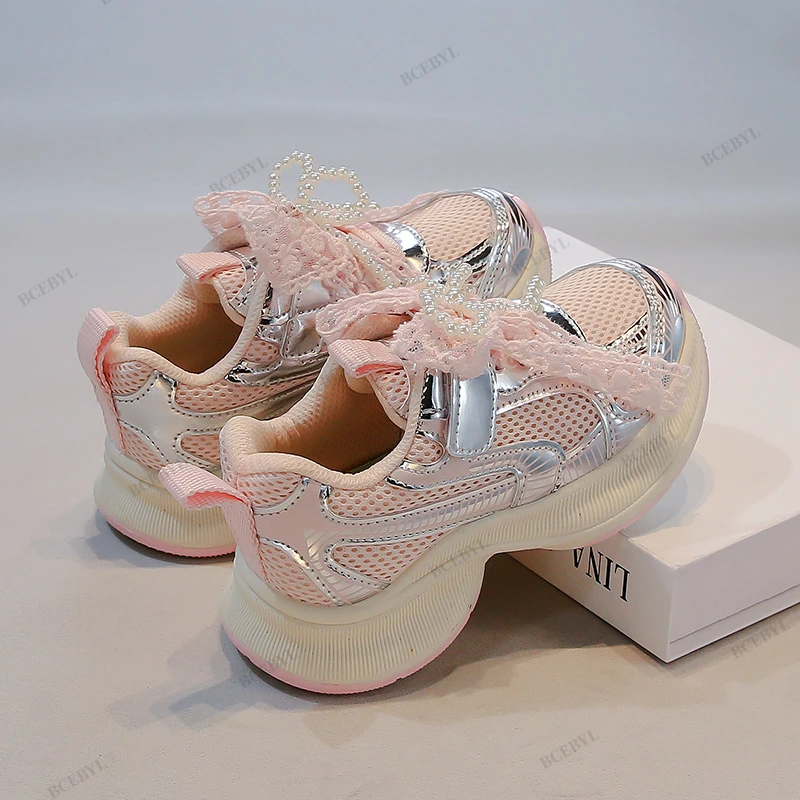 طفل Hot البيع الربيع/الخريف موضة تنفس سميكة وحيد القوس مطرز أحذية رياضية لينة المشي الرياضة عادية طفل أحذية مفلكنة #6