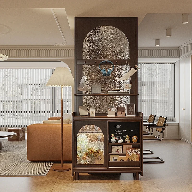 

Новый входной шкаф в китайском стиле, перегородка из цельного дерева, экранирующая входной шкаф для гостиной, бытовое стекло