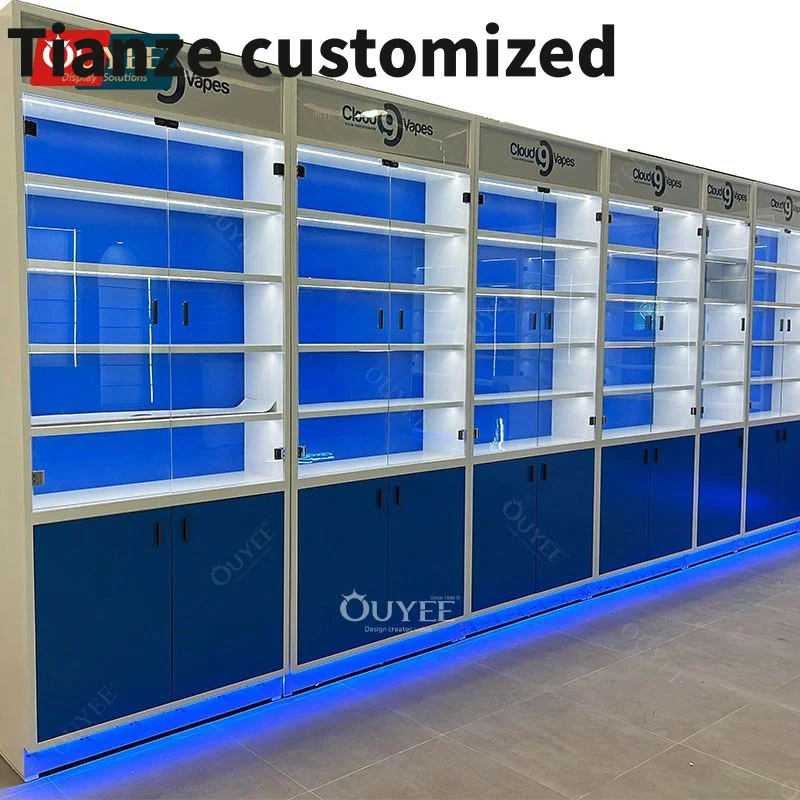 Customized-New Decoration Show Cabinet Glass Cabinet Smoke Shelf Design Smoke Shop Retail Display