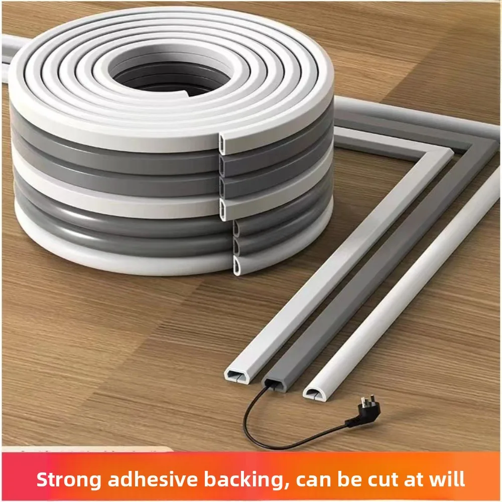 Saluran Kabel PVC Perekat Sendiri Anti-Tinju Dekorasi Tak Terlihat Rumah Tangga Kabel Terbuka Pelindung Kabel Jaringan Saluran Kabel