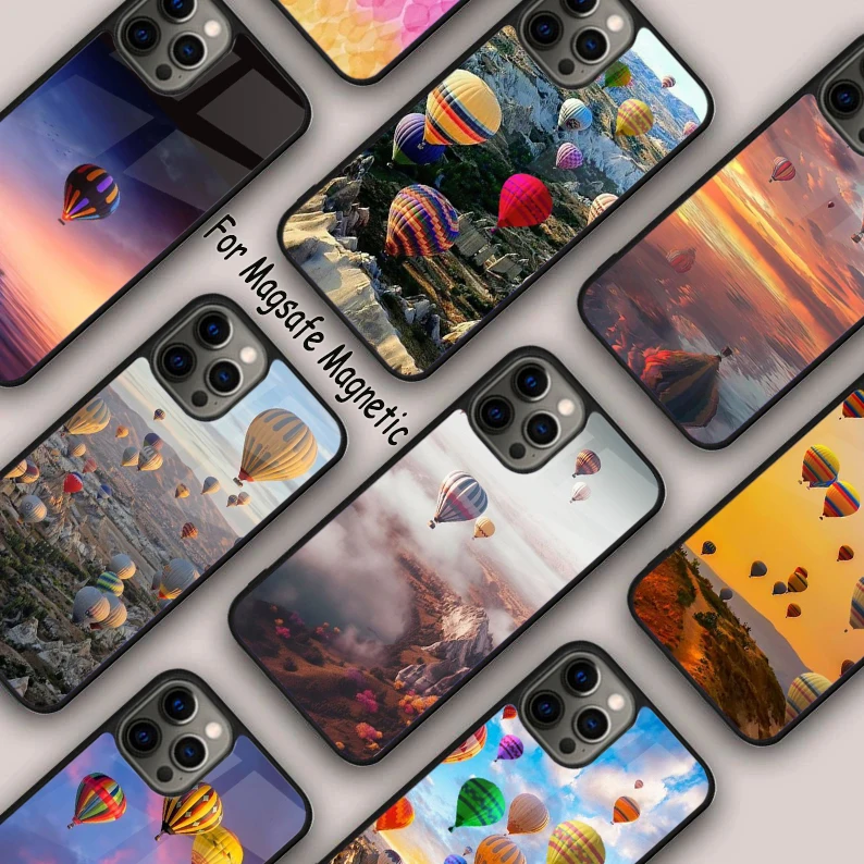 Hot Air Balloons Sunset Magnetic Phone Case For APPLE iPhone 16 14 13 12 11 Pro Max 15 Plus Wireless Charge With MagSafe Cover