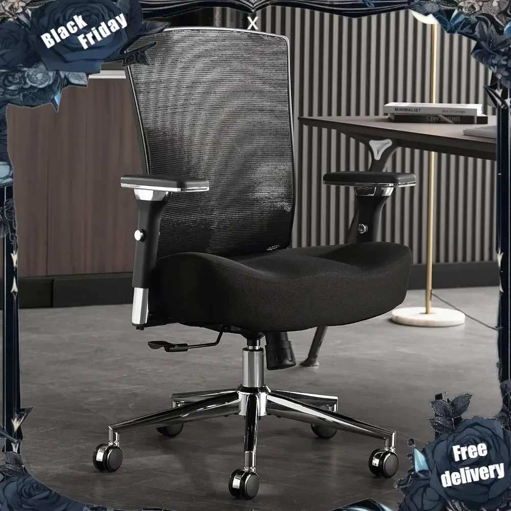 Big and Tall Office Chair 500lbs, Oversize Mesh Desk Chair, Heavy Duty High Back Computer Chair with Wide Thick Seat Cushion