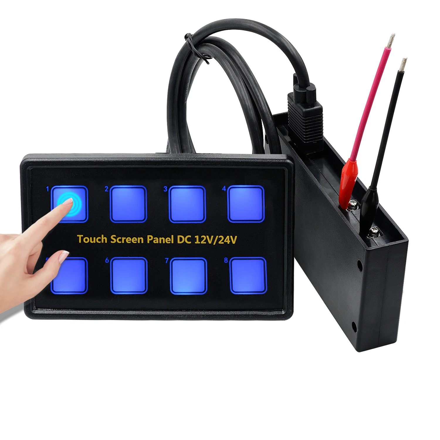 12 V/24 V 8 Gang Blaue LED Kapazitive Sense Touchscreen Switch Panel Box für Auto Marine Boot Caravan