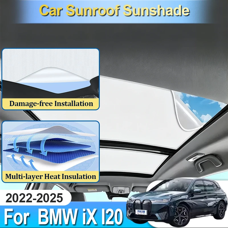 

For BMW IX I20 Accesories 2025 2022 2023 2024 Electrostatic Static Cling Sunroof Sunshade Sun Cover Blocker Car Tools Foldable