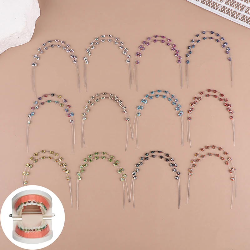 2pcs/pack Temporary Tooth Decor With Metal Wires Multicolour Oral Bracket Orthodontic Ligature Ties Dental Diamond Braces DIY