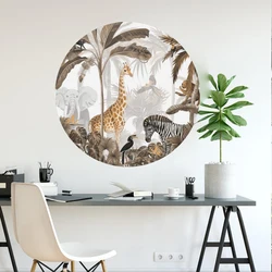 Cartoon Jungle Forest Animal Wall Sticker Bedroom Playroom Safari Giraffe Zebra Bird Wall Decal Living Room Decor