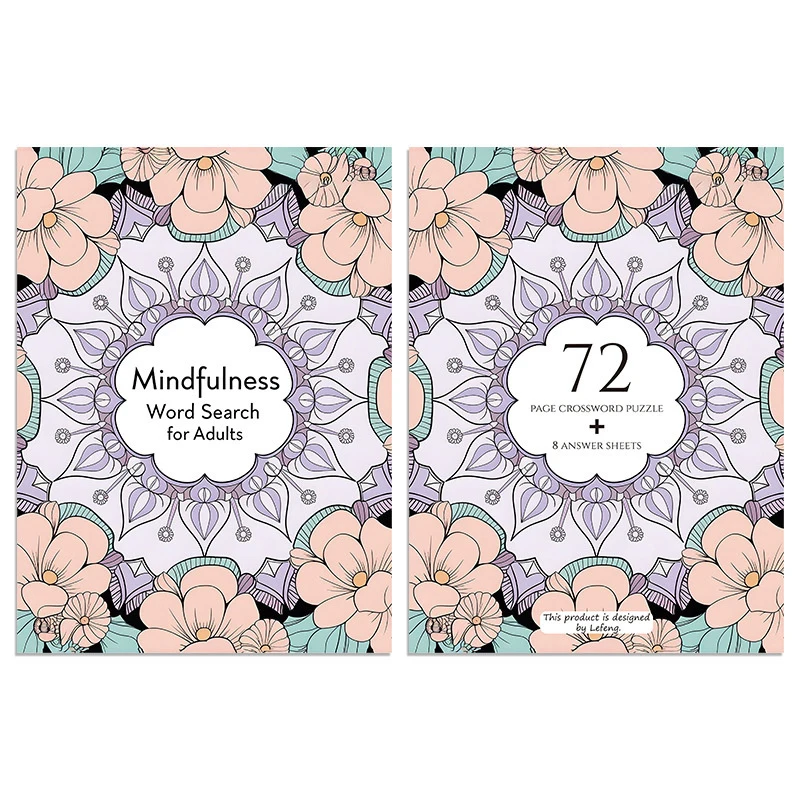 1PCS Mindfulness Word Search Book For Adults With Solutions Stress-Relieving Puzzle Notebook Perfect For Daily Relaxation