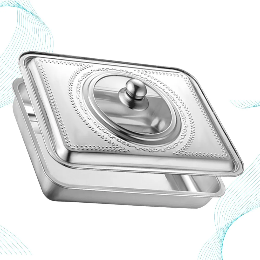 Tapa Rectangular de Acero Inoxidable con Asa Grande 36x27cm, Protector Anti-Salpicaduras de Aceite para Cocina Asiática y Vaporera