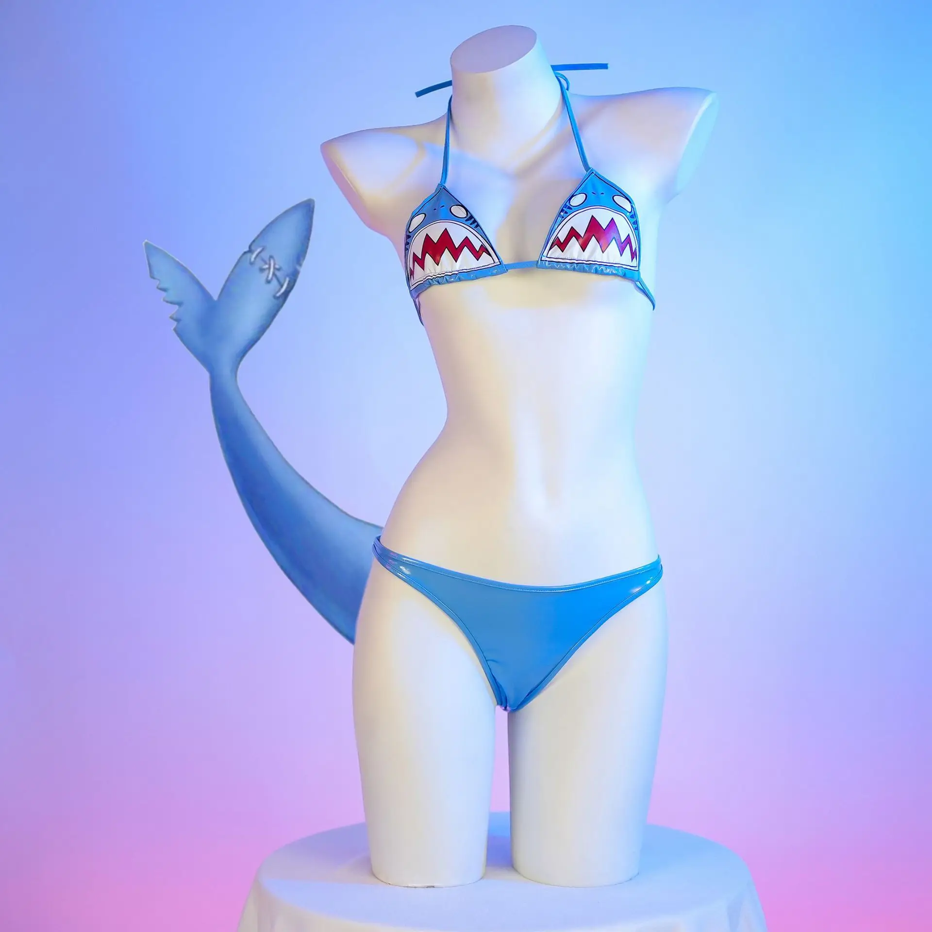 Anime Hololive Vtuber Gawr Gura Cosplay Costume pour femme, ensemble de bikini deux pièces en cuir sexy, maillot de bain requin Kawaii mignon, soutien-gorge, sous-vêtements