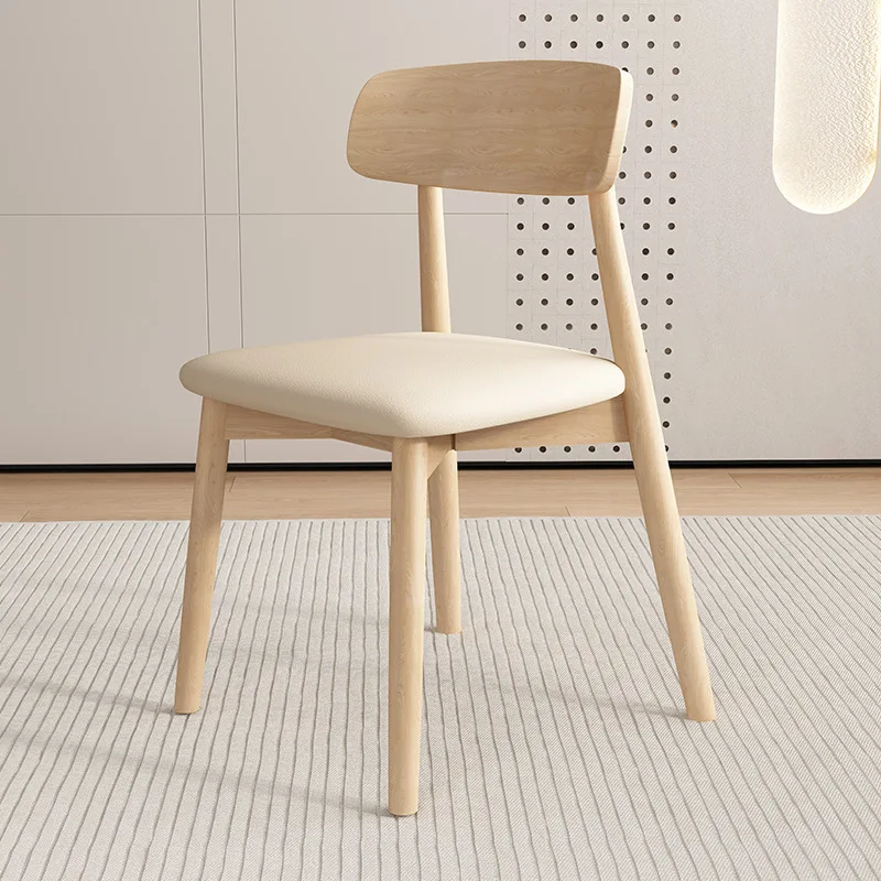 All solid wood dining chairs for home Nordic log color dining table chairs