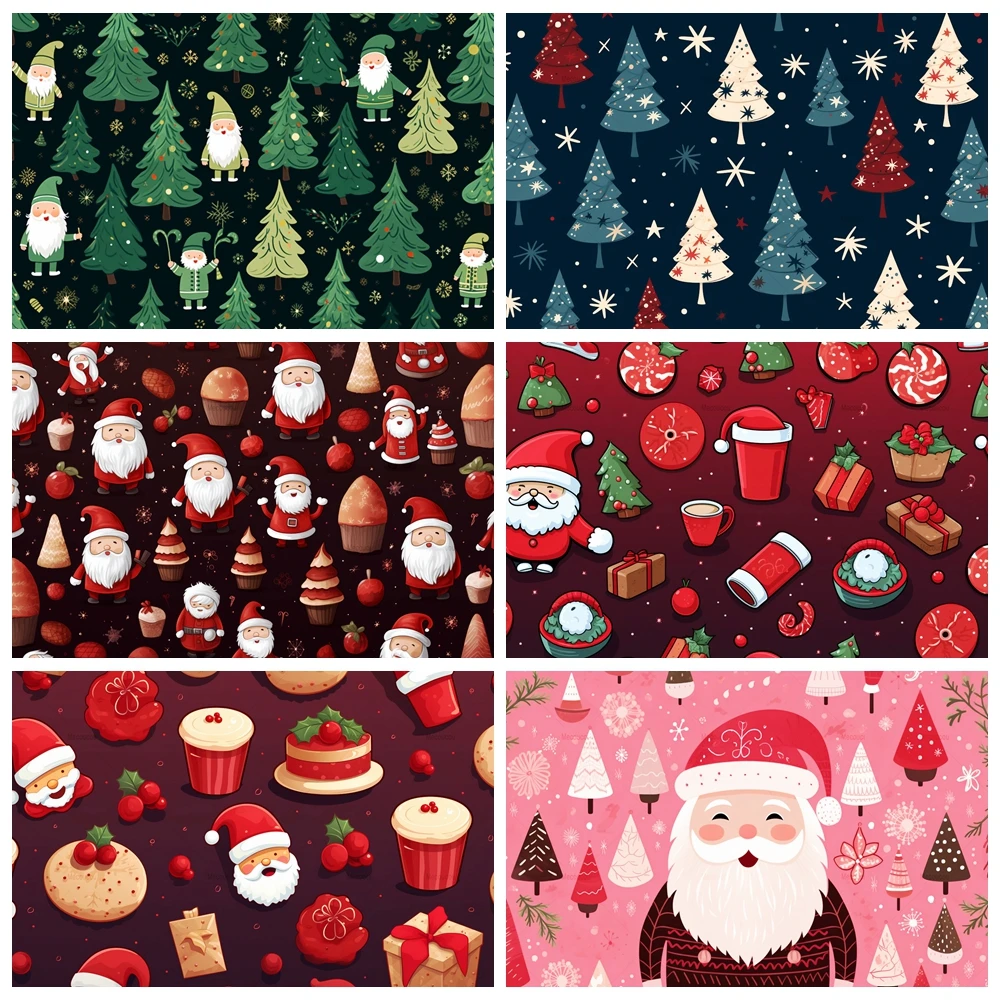 

Cartoon Christmas Backdrop Xmas Tree Santa Claus Children Baby Family Decor Photography Background Photocall Photo Studio