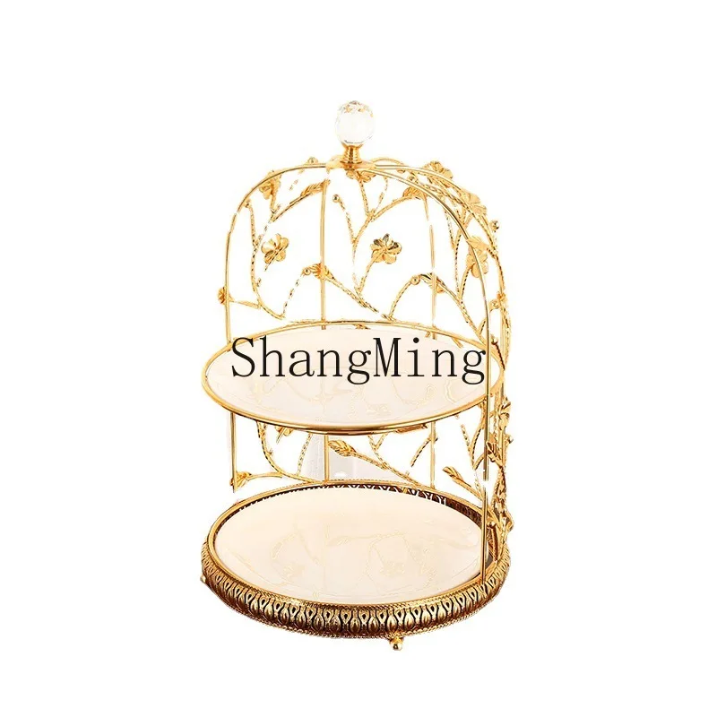

PYH light luxury coffee table fruit plate ceramic double-layer fruit rack living room home wedding candy snacks
