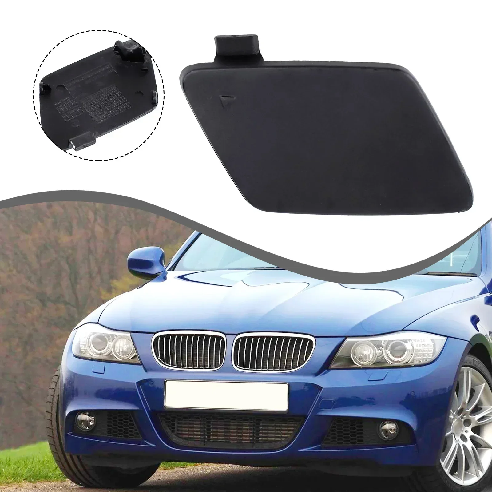 

For BMW 3 LCI E90 E91 2009-2012 M SPORT Front Bumper Tow Hook Eye Cover Plastic Black Front Bumper Replacement 51117891391