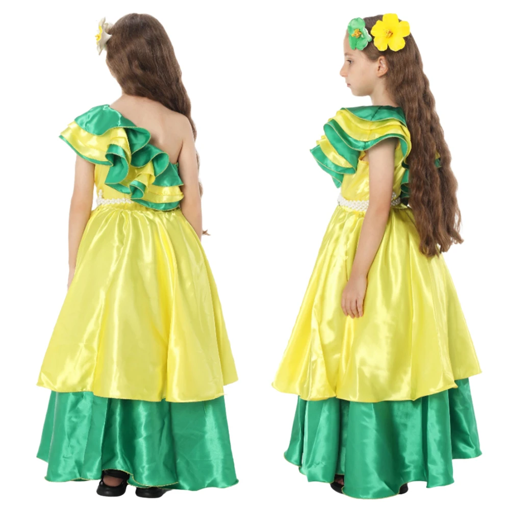 فستان تنكري للفتيات من Rainforest البرازيلي للأطفال من القماش بأربعة ألوان للحفلات التنكرية للهالوين زي كرنفال