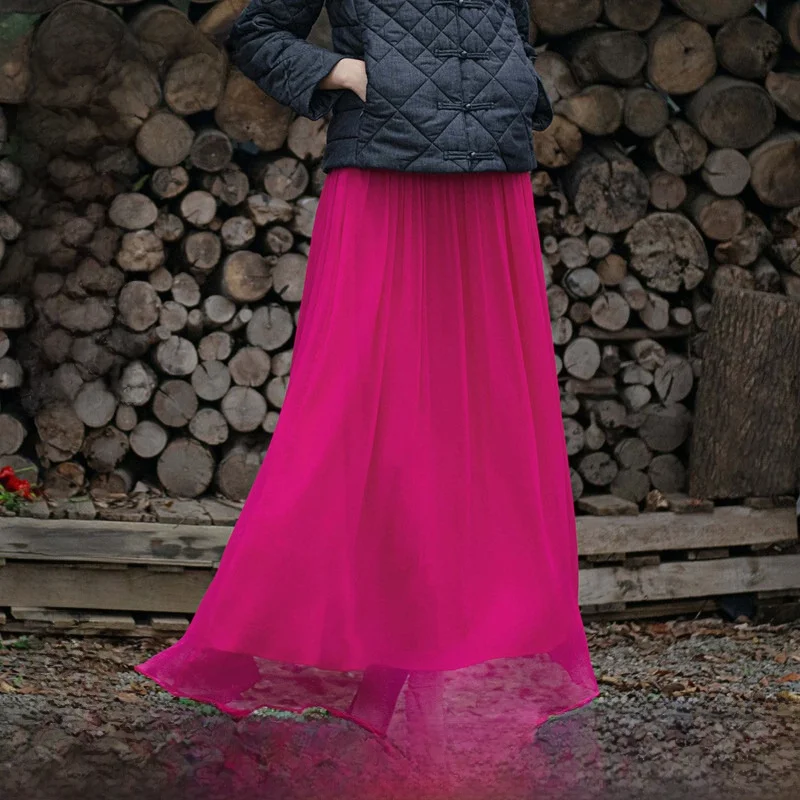 

Шелковая юбка Ele Midi: воздушная, струящаяся, из натурального шелка, средней длины, А-силуэт, с поясом, на средней талии