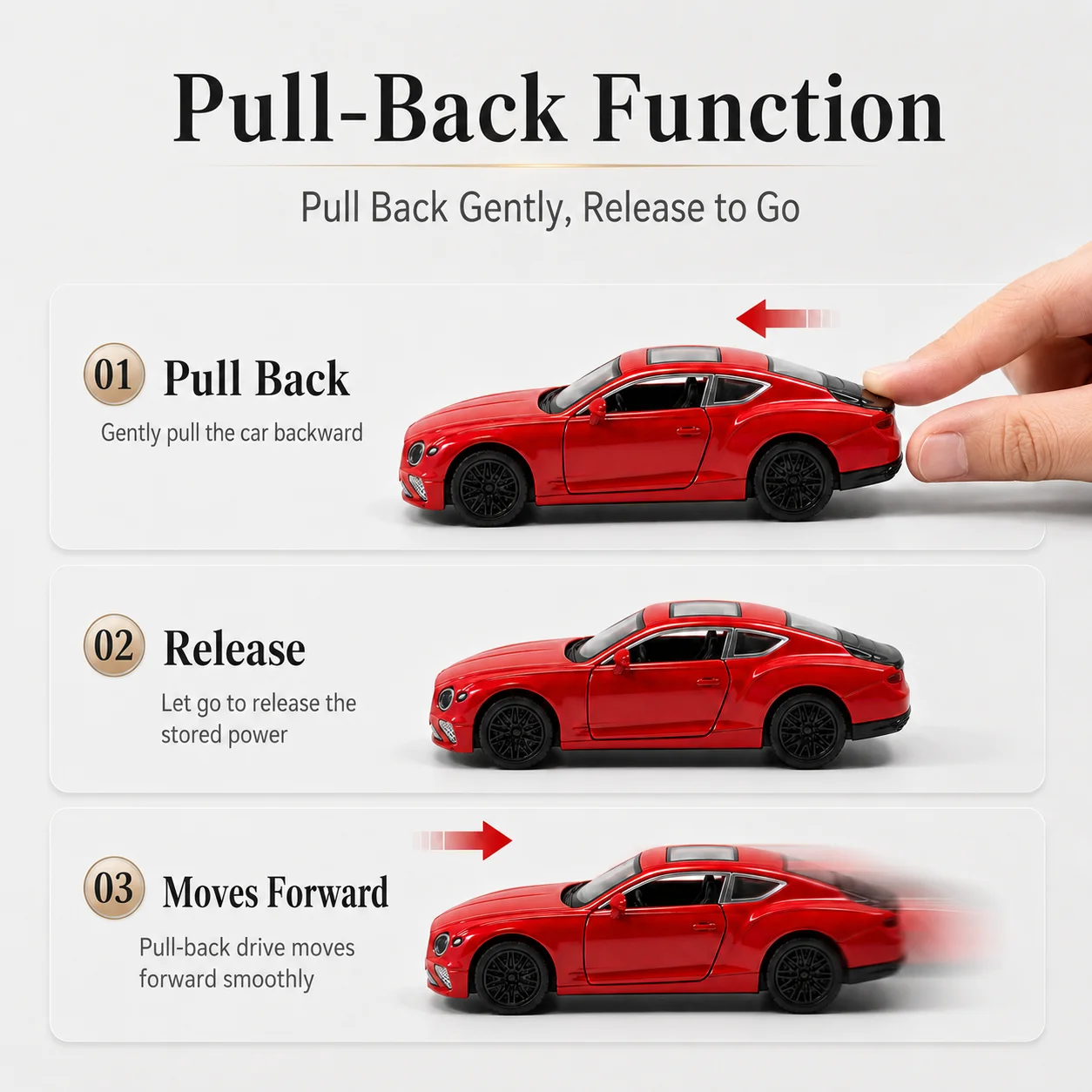 (Corrugated Box) Luxury Grand Coupe Style Toy Car, Powerful Spring, Metal Casting, Boy's Toy, the Best Gift.