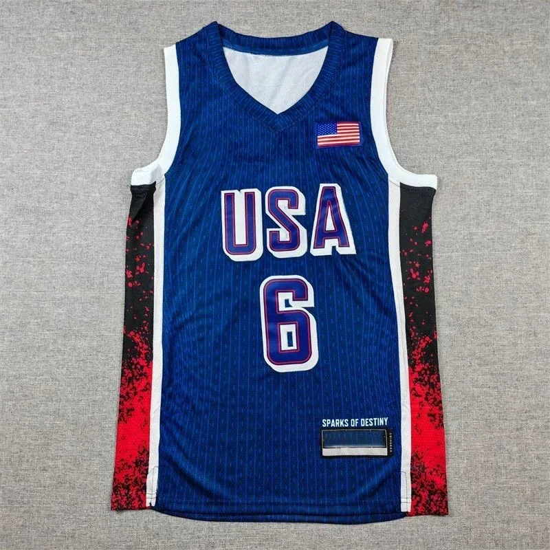 2024 USA Dream Team maglia da basket americana James 6 Hip Hop per bambini ragazzi uomini uniforme da allenamento della squadra nazionale