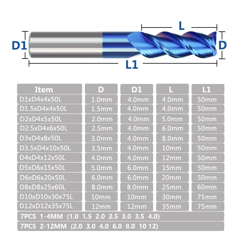 Imagem -05 - Xcan-fresa de Alumínio Cnc Machine Milling Bit 112 mm Azul Revestido Flauta Carbide End Mill Spiral Router Bit