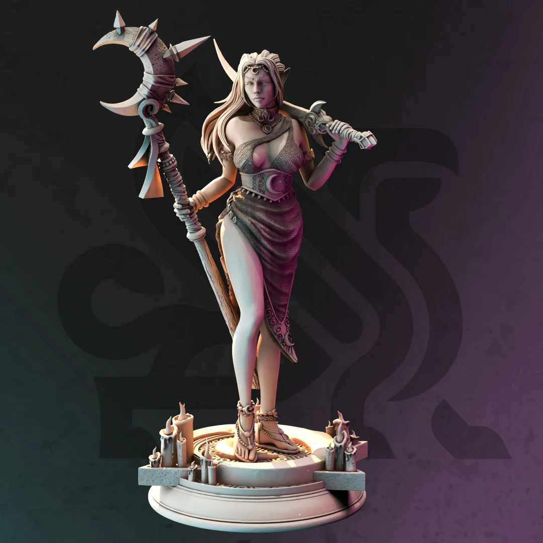 

1/18 10mm 1/24 75mm Resin Model Moonlight Goddess Warrior Figure Sculpture Unpainted RW-813