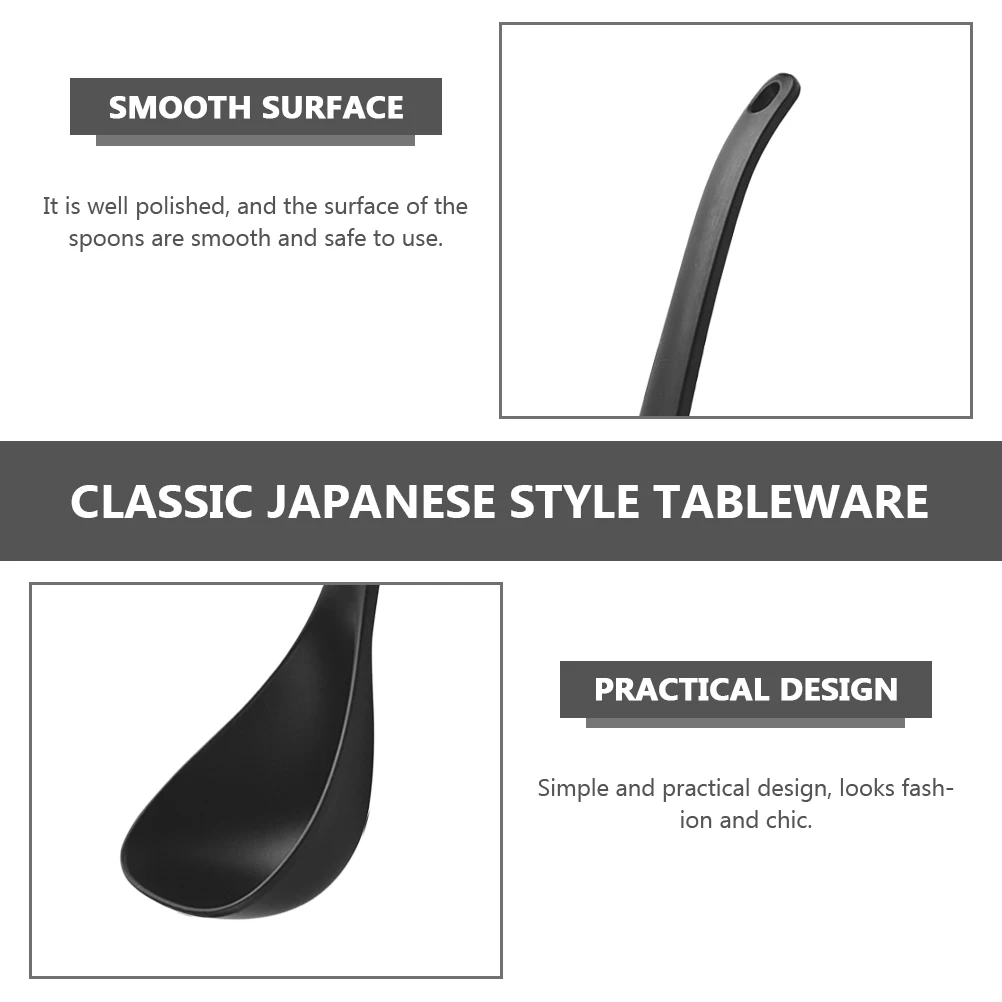

3 шт., японские ложки для супа, классическая глубокая большая ложка, эргономичная ручка для смешивания рисовой лапши рамэн, кухонная обеденная посуда