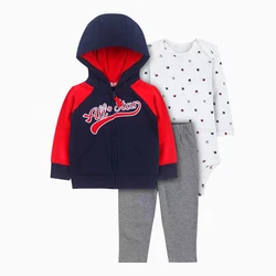 IYEAL Newborn Baby Clothes Set Brand New 2024 Boy Girl Outfits Long Sleeve Hooded Jacket+Romper+Pant Toddler Infant Clothing3pcs