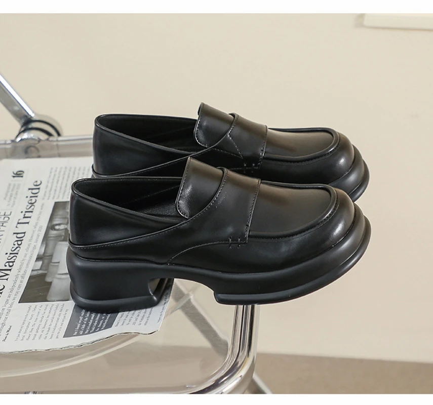 

Ladies Platform Loafer Womens Chunky Shoes Round Toe Slip on Shoes