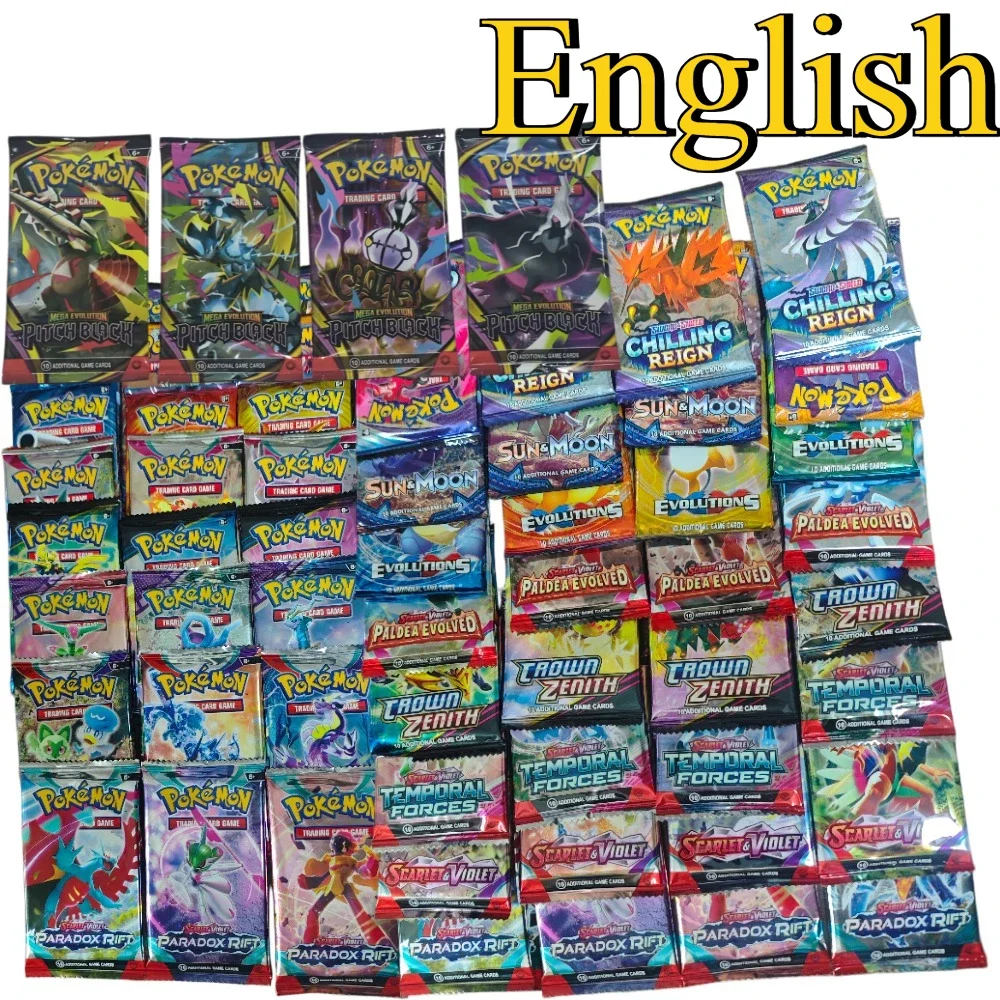 90 cartes PSC en anglais, 9 paquets de boosters TCG, Sword & Shield, Évolutions, Paldea, série Évoluée, jeu de cartes à collectionner, cadeau pour enfants