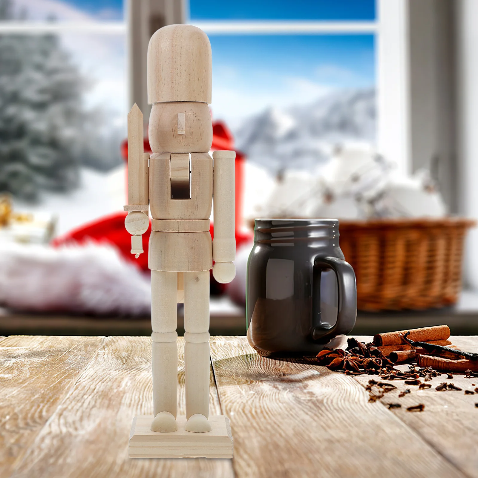 

Unpainted Nutcracker DIY Craft Decorative Wooden Soldier Statue Christmas Ornament for Home and Party Decoration