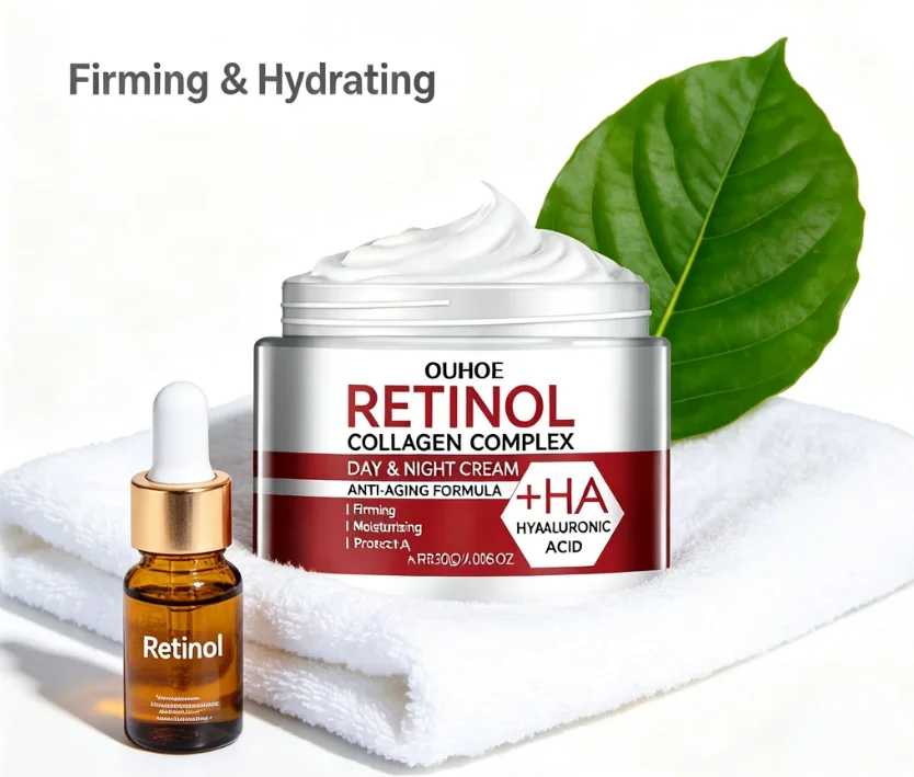 OUHOE Retinol Moisturizing Cream, Reduce Fine Lines, Hydrating & Firming Face Cream with Hyaluronic Acid and Collagen