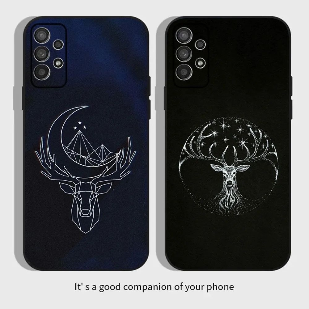 

Deer Animal Drawing Painting Phone Case For Samsung Galaxy A13,A21s,A22,A31,A32,A52,A53,A71,A80,A91 Soft Black Cover