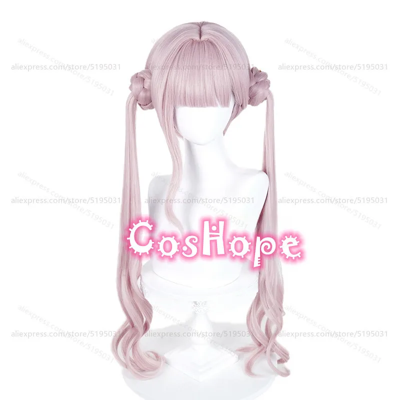 Tsukumo Kako Cosplay-Perücke mit doppelten Pferdeschwänzen, rosa Perücke, Cosplay, Anime, hitzebeständige synthetische Perücken für Halloween-Party-Kostüm