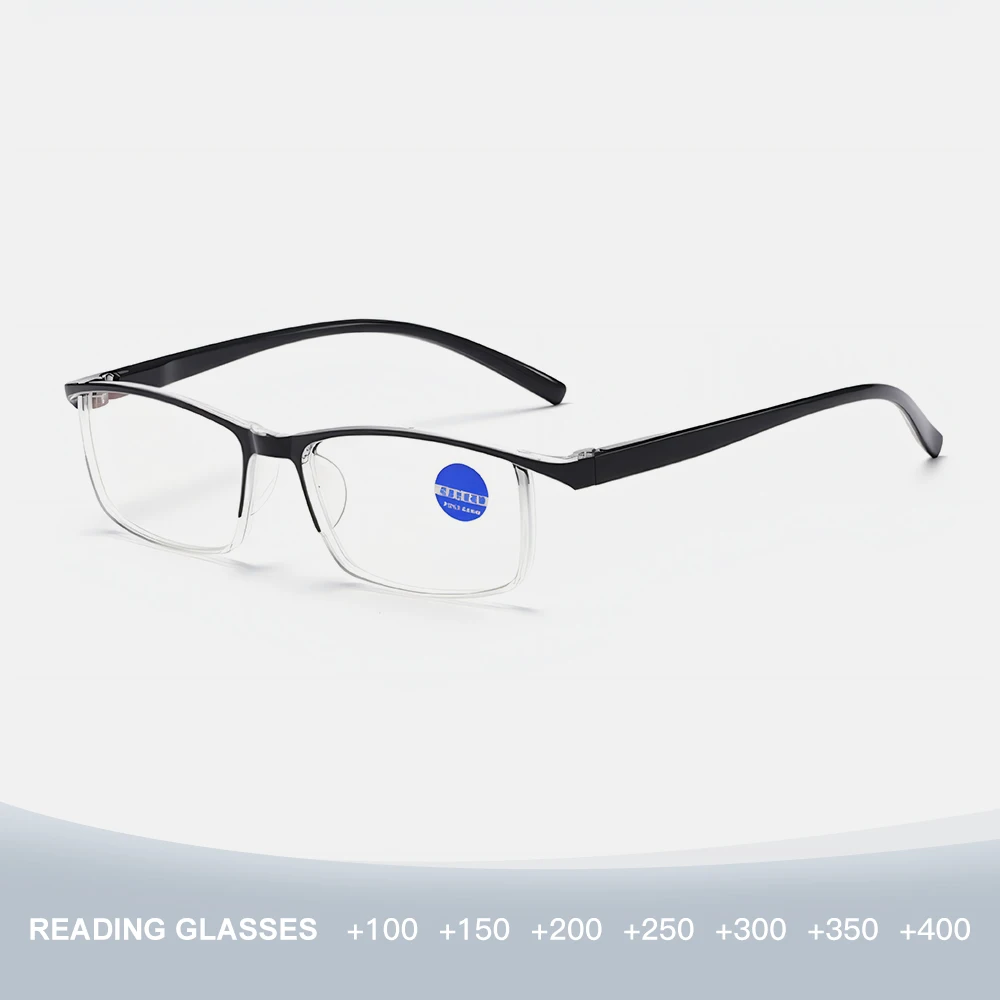 

Anti-Blue Light Reading Glasses Men Women Square Frame Lightweight PC Eyeglasses for Presbyopia Optical Lenses With Prescription