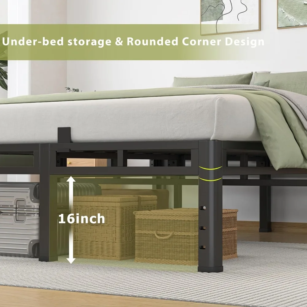 إطار سرير معدني كامل الحجم NKZ مع منصة 20 بوصة ونابض صندوقية، وأرجل زاوية مستديرة، وسعة 4000 رطل