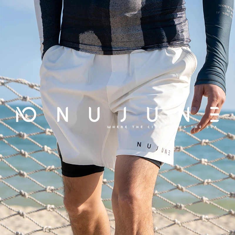 Nu-June Surf Men's Shorts Beach Trunk Breathable Quick Dry Stretch Swim Shorts Man Swimwear Boxer Running Beach Fitness Pants