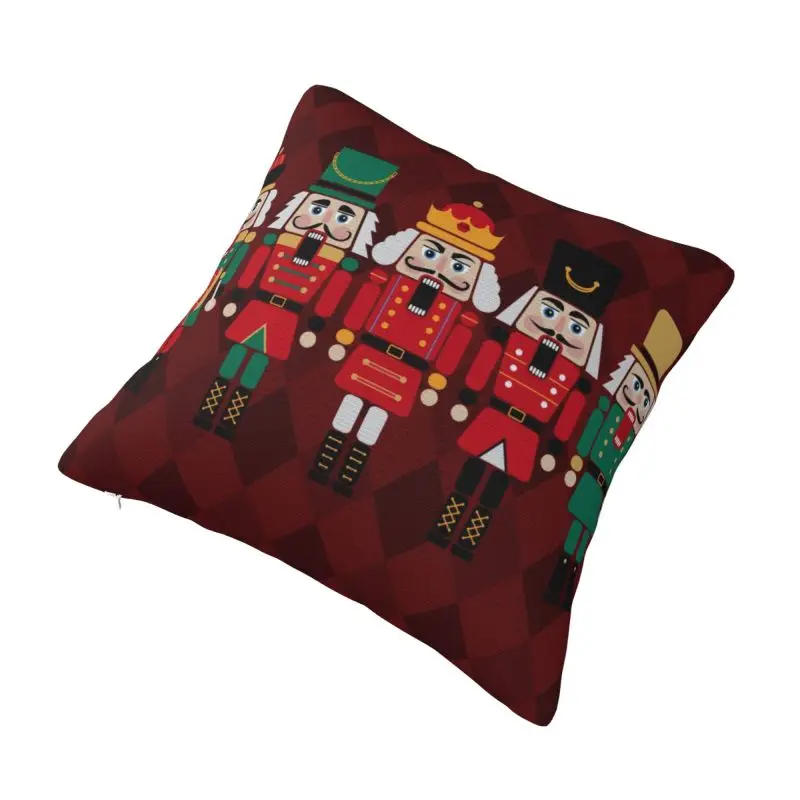 Custom Christmas Nutcrackers Pillow Case Cartoon Nutcracker Toy Soldier Nordic Cushion Cover Car Pillowcase