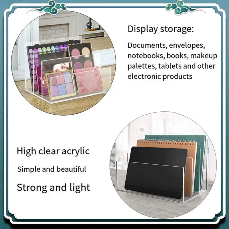 سهلة الاستخدام 1 قطعة حامل الملفات 3 أقسام عمودي منظم سطح المكتب شفاف مكتب فارز الملفات حامل الرف للمستندات Le #2