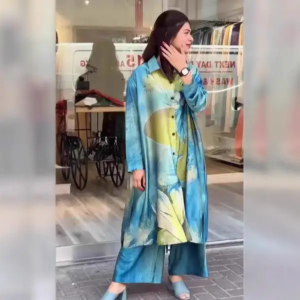 Women's Collar Printed irt Long Pants Tee-piece Set Autumn Faion Briti Sle Adult Workwear Student School orm